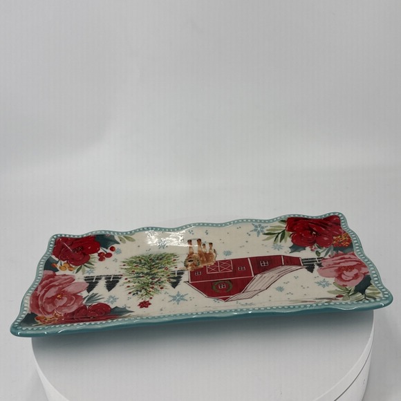 Pioneer Woman Christmas Farm Barn Cow Serving Platter Tray 12.2" X 6.2" - Picture 6 of 10
